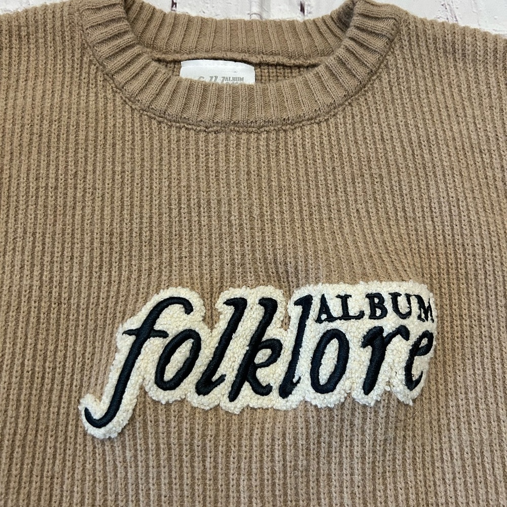 Taylor Swift Authentic Folklore Cable knit Cabin Sweater Beige Size Medium - Picture 3 of 6